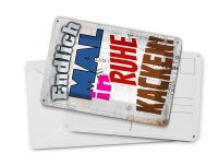 Blechpostkarte Spruch 10x14 cm Endlich mal in Ruhe kacken Deko Schild