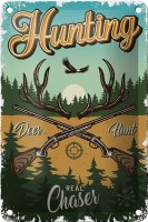 Blechschild Jagd 12x18cm Hunting deer hunt Abenteuer