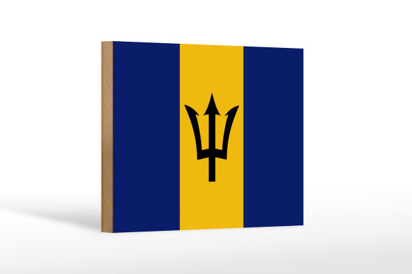 Holzschild Flagge Barbados 18x12cm Flag of Barbados