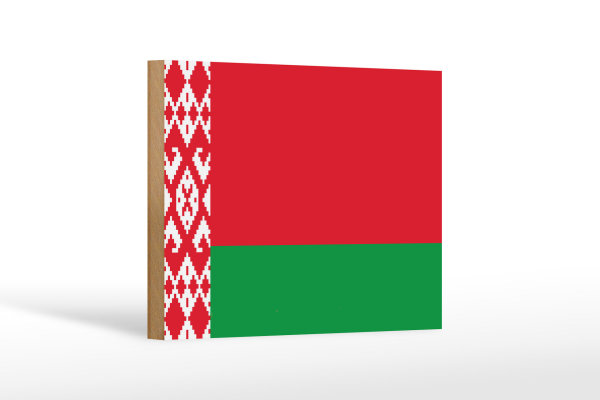 Holzschild Flagge Weißrussland 18x12cm Flag of Belarus