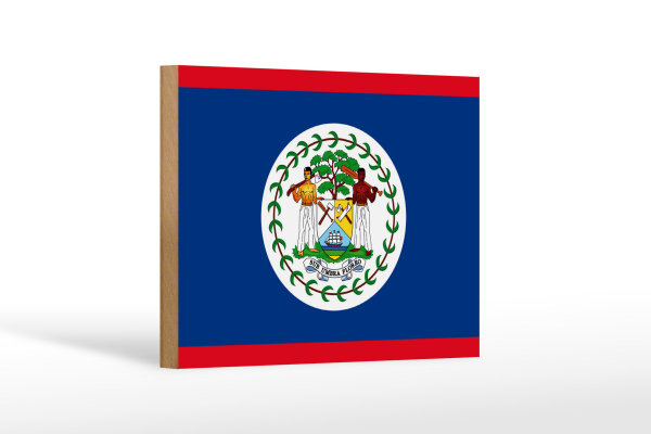 Holzschild Flagge Belizes 18x12cm Flag of Belize