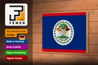 Holzschild Flagge Belizes 18x12cm Flag of Belize