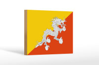Holzschild Flagge Bhutans 18x12cm Flag of Bhutan