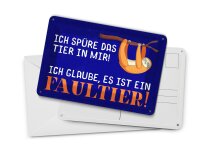 Blechpostkarte Spruch 14x10 cm ich spüre das Faultier in mir Deko Schild