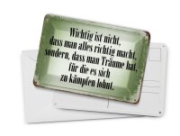 Blechpostkarte Spruch 14x10cm wichtig Träume haben und kämpfen Deko Schild