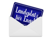 Blechpostkarte Spruch 14x10 cm Landeplatz für Engel Deko Schild