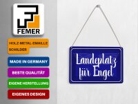 Blechpostkarte Spruch 14x10 cm Landeplatz für Engel Deko Schild