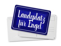 Blechpostkarte Spruch 14x10 cm Landeplatz für Engel Deko Schild