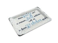 Blechpostkarte Spruch 14x10 cm meine Katze darf in meinem Bett Deko Schild