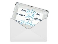 Blechpostkarte Spruch 14x10 cm meine Katze darf in meinem Bett Deko Schild