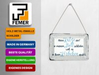 Blechpostkarte Spruch 14x10 cm meine Katze darf in meinem Bett Deko Schild