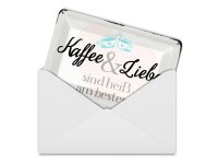 Blechpostkarte Spruch 14x10 cm Kaffee und Liebe heiß am besten Deko Schild