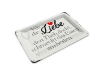 Blechpostkarte Spruch 14x10 cm wo Liebe den Tisch deckt Essen Deko Schild