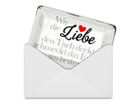 Blechpostkarte Spruch 14x10 cm wo Liebe den Tisch deckt Essen Deko Schild