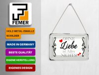 Blechpostkarte Spruch 14x10cm ohne Liebe ist Alles nichts Herz Deko Schild