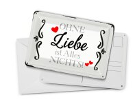 Blechpostkarte Spruch 14x10cm ohne Liebe ist Alles nichts Herz Deko Schild