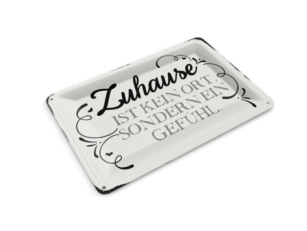 Blechpostkarte Spruch 14x10cm Zuhause ist kein Ort sondern ein Deko Schild