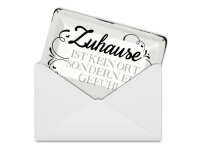 Blechpostkarte Spruch 14x10cm Zuhause ist kein Ort sondern ein Deko Schild