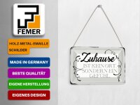 Blechpostkarte Spruch 14x10cm Zuhause ist kein Ort sondern ein Deko Schild