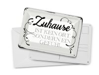 Blechpostkarte Spruch 14x10cm Zuhause ist kein Ort sondern ein Deko Schild