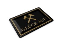 Blechpostkarte Spruch 14x10 cm Glück auf Hammer Bergbau Metall Deko Schild