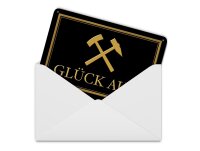 Blechpostkarte Spruch 14x10 cm Glück auf Hammer Bergbau Metall Deko Schild