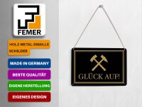 Blechpostkarte Spruch 14x10 cm Glück auf Hammer Bergbau Metall Deko Schild