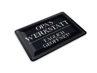 Blechpostkarte Spruch 14x10 cm Opas Werkstatt täglich geöffnet Deko Schild