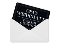 Blechpostkarte Spruch 14x10 cm Opas Werkstatt täglich geöffnet Deko Schild