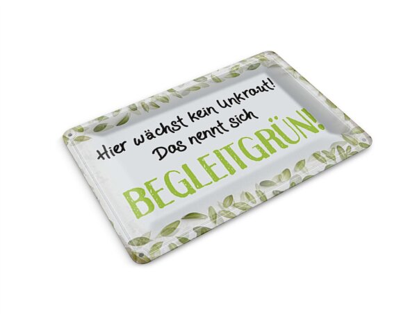 Blechpostkarte Spruch 14x10 cm wächst kein Unkraut Begleitgrün Deko Schild