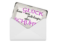 Blechpostkarte Spruch 14x10 cm Glück nicht kaufen aber Schuhe Deko Schild