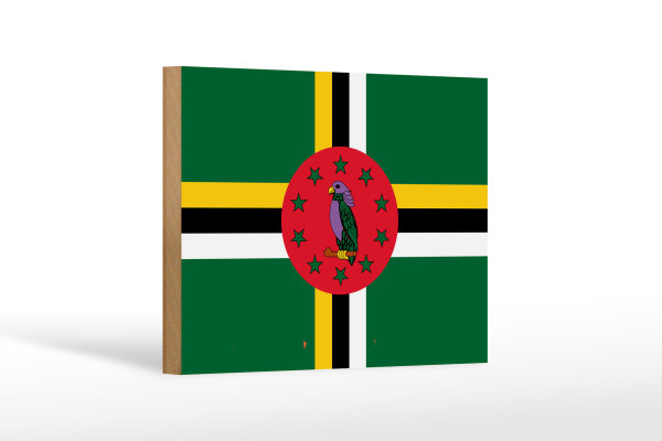 Holzschild Flagge Dominicas 18x12cm Flag of Dominica