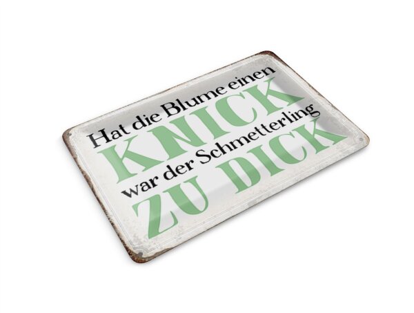 Blechpostkarte Spruch 14x10cm Blume Knick Schmetterling dick Deko Schild