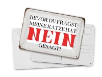 Blechpostkarte Spruch 14x10 cm meine Katze hat nein gesagt Deko Schild
