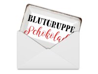Blechpostkarte Spruch 14x10 cm Blutgruppe Schokolade Metall Deko Schild