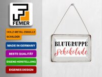 Blechpostkarte Spruch 14x10 cm Blutgruppe Schokolade Metall Deko Schild