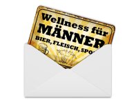 Blechpostkarte Spruch 14x10 cm Wellness Männer Bier Fleisch Deko Schild