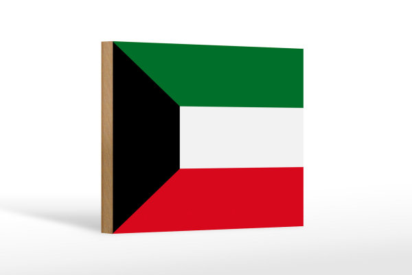 Holzschild Flagge Kuwaits 18x12 cm Flag of Kuwait Dekoration