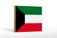Holzschild Flagge Kuwaits 18x12 cm Flag of Kuwait Dekoration