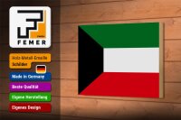 Holzschild Flagge Kuwaits 18x12 cm Flag of Kuwait Dekoration