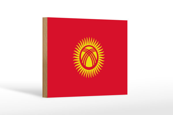 Holzschild Flagge Kirgisistans 18x12 cm Flag of Kyrgyzstan Dekoration