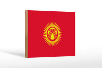 Holzschild Flagge Kirgisistans 18x12 cm Flag of Kyrgyzstan Dekoration