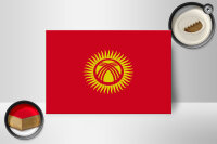 Holzschild Flagge Kirgisistans 18x12 cm Flag of Kyrgyzstan Dekoration