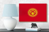 Holzschild Flagge Kirgisistans 18x12 cm Flag of Kyrgyzstan Dekoration