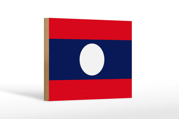 Holzschild Flagge Laos 18x12 cm Flag of Laos Dekoration