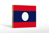 Holzschild Flagge Laos 18x12 cm Flag of Laos Dekoration