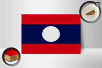 Holzschild Flagge Laos 18x12 cm Flag of Laos Dekoration