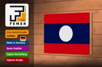 Holzschild Flagge Laos 18x12 cm Flag of Laos Dekoration