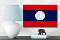 Holzschild Flagge Laos 18x12 cm Flag of Laos Dekoration