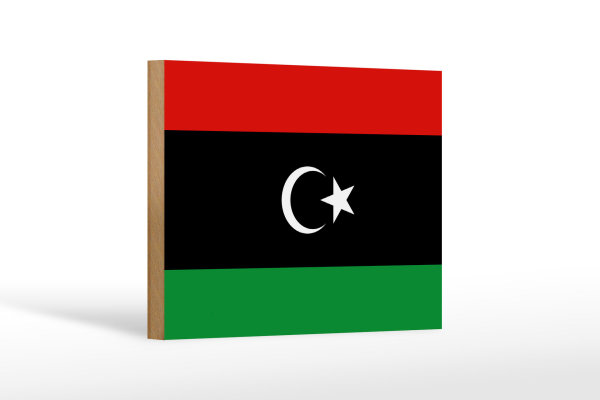 Holzschild Flagge Libyens 18x12 cm Flag of Libya Dekoration